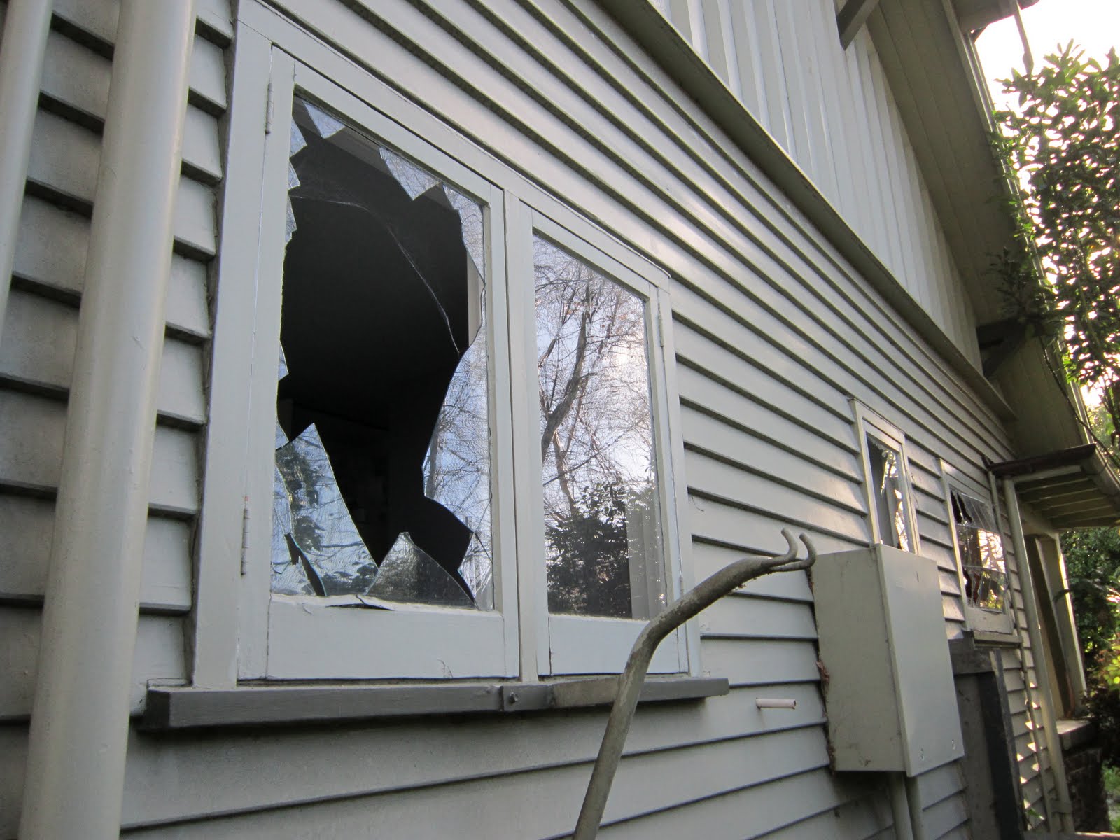 broken house window